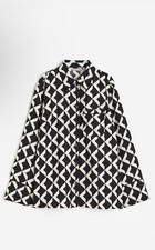 H&M piping-detail shirt black and white geometric pattern *Sold Out Online