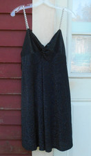 Shein Size 2XL Black Sparkle Chain Strap Lightweight Knee Length (35") Dress