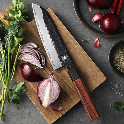 Japanese Chef Knife 7 Inch 10Cr15CoMov VG10 Damascus HC+SS Steel 3 Layers - PM8