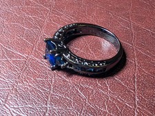 Size 10 Multiple Blue Gemstones Sterling Silver 925 Ring