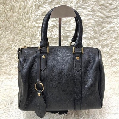 Margaret Howell Mini Boston Bag Handbag Purse Leather in BLK USED Good Condition