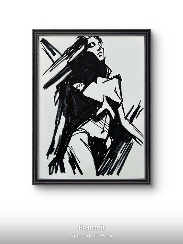 Original Abstract Femal Figure Painting 9x12 paper Modern Wall Art Home Decor