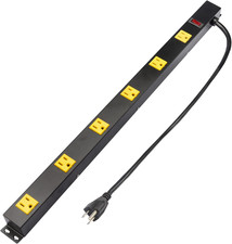 Durable 6-Outlet Metal Spaced Power Strip with 3 Ft. Cord Garage Shop Office New