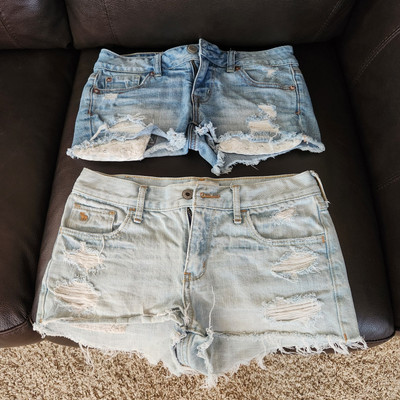 Abercrombie Kids Girls Denim Shorts Size 16 & American Eagle Shortie Size 0 Lot