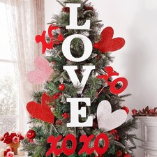Valentines Day Decorations Tree Ornaments: 12 pcs Extra Large Red Pink White ...