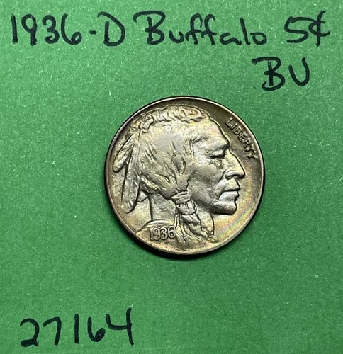 1936-D Buffalo 🦬 Indian Head Nickel 5c BU Brilliant Uncirculated
