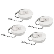 4Pcs Rubber Drain Stopper with Chain and Hanging Ring Fits 1 1/2"