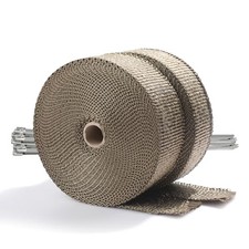2" x 50' Titanium Exhaust Header Heat Wrap 2 Rolls with 20PCS 11.8 Inch