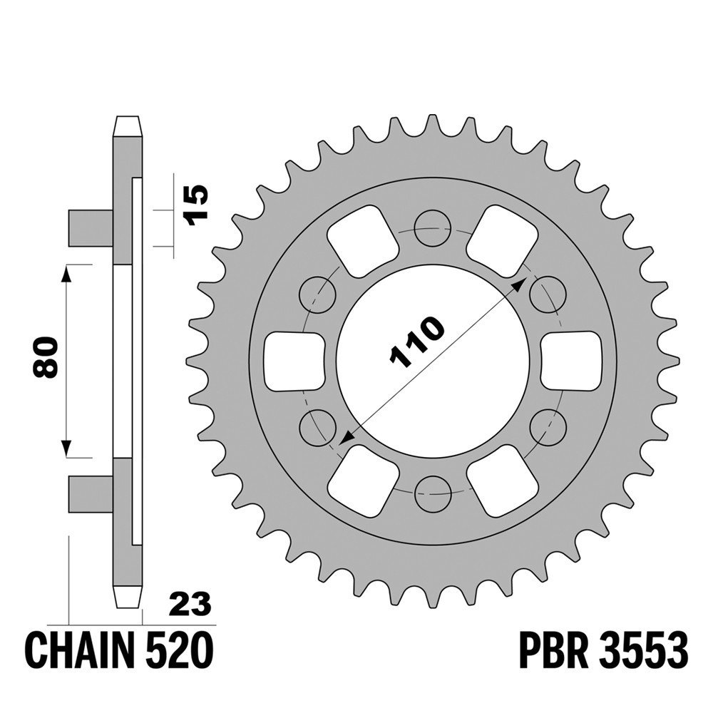 Pignon en acier PBR 37 dents pas 520 pour optimiser la transmission Aprilia AF-1 125