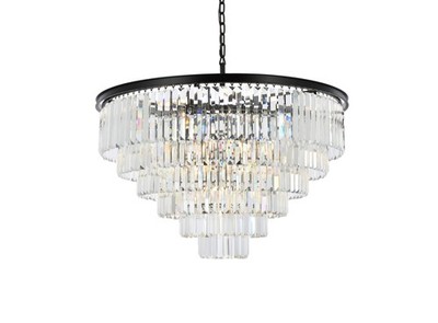 Elegant Lighting 1231D44/RC Sydney 33 Light 44''W Crystal - Black