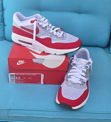 Nike Air Max 1 Ultra Flyknit Sneakers White University Red 843384-101