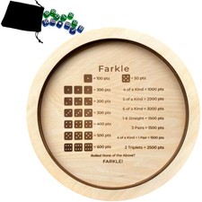 Farkle Dice Tray, Farkle Dice Game with Tray and 2 Sets of 6 Dice, 12" Wooden...
