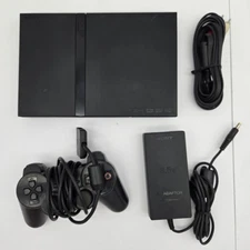 Sony PlayStation 2 Slim PS2 Black Console SCPH-77001 Controller AV Cord PARTS