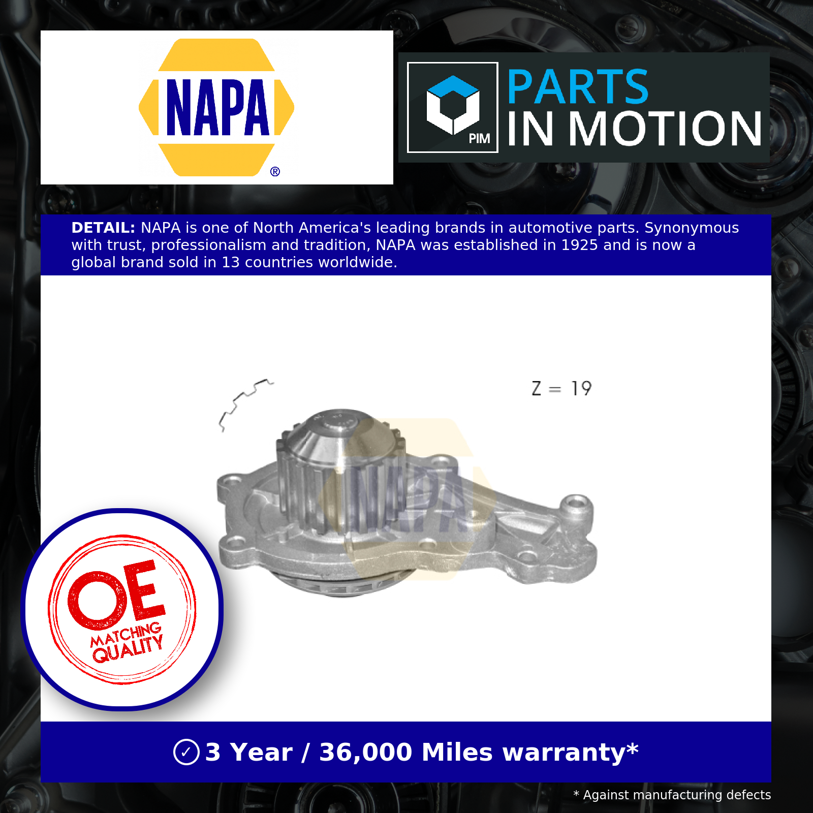 Water Pump fits VAUXHALL Coolant NAPA 3646435 Genuine Top Quality Guaranteed New - Image 8