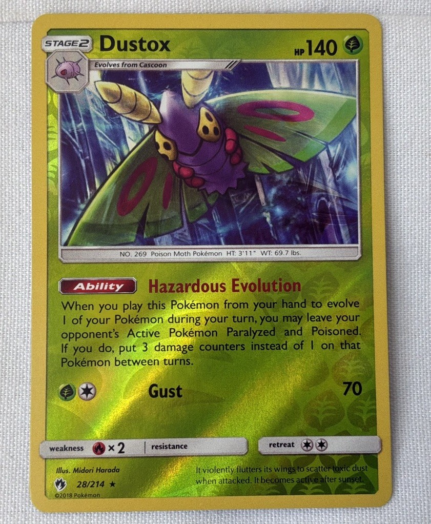 Dustox Reverse Holo 28/214 SM Lost Thunder Pokémon TCG 