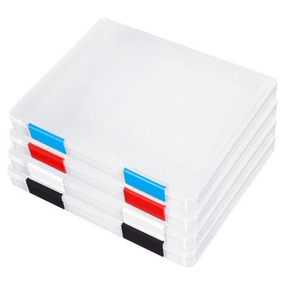 1X(4er Pack A4 Aktenbox, Klar Kunststoff Dokument Aufbewahrungsbox, für 8,5 Zoll X1292