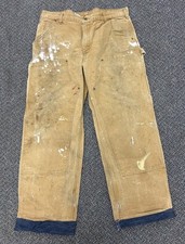Vintage Carhartt Double Knee Pants Size 36x32 Canvas Dungaree B136 BRN USA Made