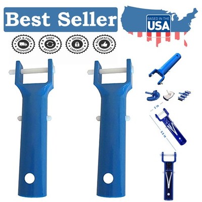 Durable Blue Pool Vacuum Handle Replacement Kit with V-Clip & Lock Pin - 2 Pack
