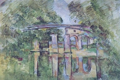 Cézanne Bridge Reflection Watercolor Landscape 36x24''   
