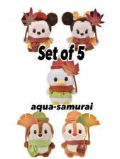 Disney Japan Urupocha Chan Autumn Plush Toy Mickey Minnie Donald Chip Dale NWT