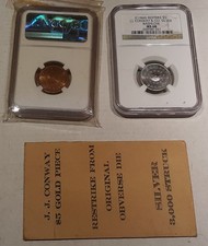42) Lot of 2, Bashlow, Conway $5 Restrikes; Silver & Copper, NGC MS68 + Org. Env