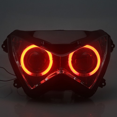 Motor Front Headlight Assembly Red Angel Eye For Kawasaki Z250 Z300 Z800 2013-16 - Picture 11 of 22