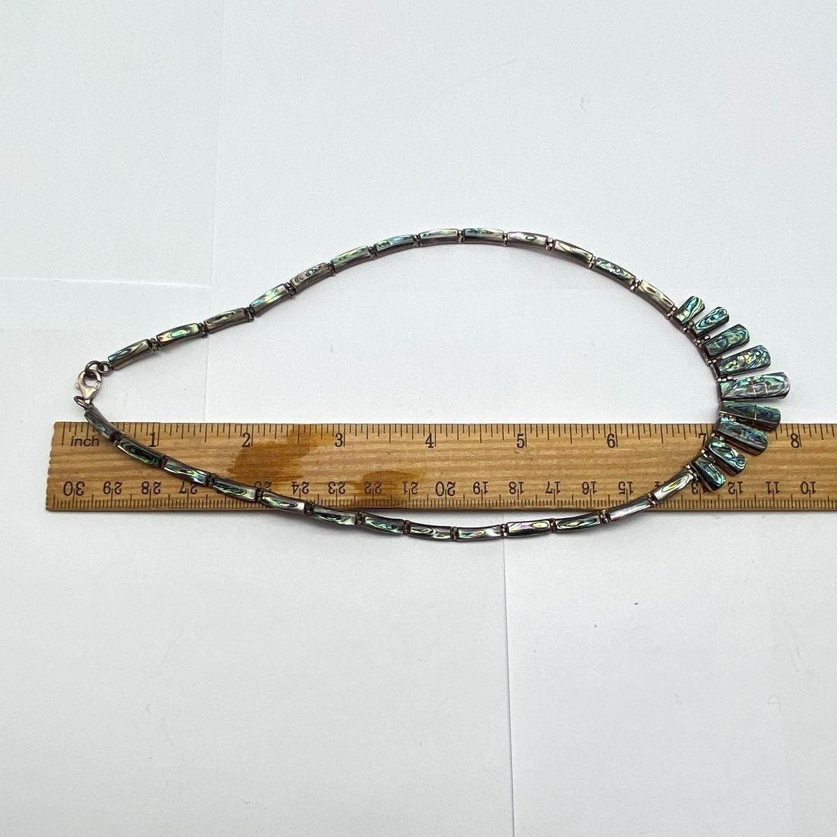 Sterling Silver Abalone Shell Rectangular 15.5" N… - image 6