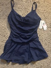 Jantzen -Womens Flirty Wrap-Front 1-Piece SwimDress, size: 10, color: Mare