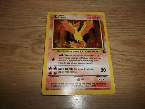 Moltres 12/62 Holo Pokemon Card Fossil Set Genuine
