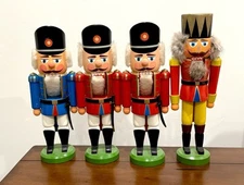 (4) VTG 14” ERZGEBIRGISCHE VOLKSKUNST GERMAN WOOD NUTCRACKER SOLDIER  RED BLUE