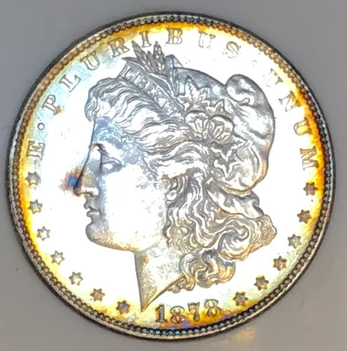 1878 P MORGAN DOLLAR! MS+++! GORGEOUS LIGHT RAINBOW TONING! SEMI PL! NR #K2318