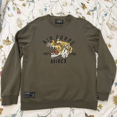 Avirex Flying Tiger Graphic Long Sleeve Crew Neck Sweatshirt Men Size Large