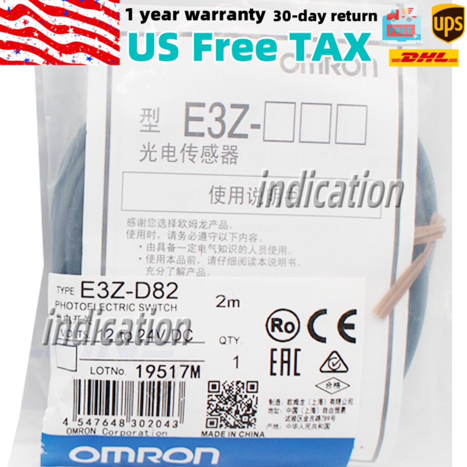 Omron E3Z-D82 Photoelectric Switch Sensor New Free Shipping E3ZD82 US Free TAX