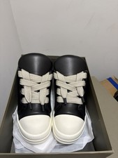 Rick Owens Black/Ivory Leather Low-Top Lace-Up Sneakers Men’s US 12 EU 45