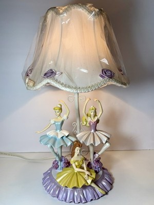 Vintage Rare Disney Princess 16'' Table Lamp Ballerina Cinderella, Aurora & Belle