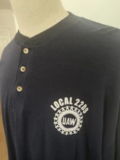Men's NOS Local 2209 UAW Henley Shirt 3XL United Auto Workers Indiana Union USA