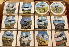 12 Royal Doulton Heroes Of The Sky RAF WW2 Aircraft Collectors Plates & COA