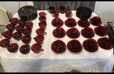 Anchor Hocking Ruby Red Glassware Vintage Dish Set