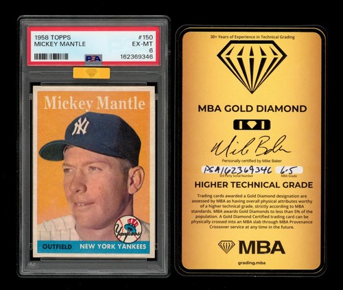 1958 Topps Set-Break #150 Mickey Mantle PSA 6 EX-MT, MBA Gold 6.5