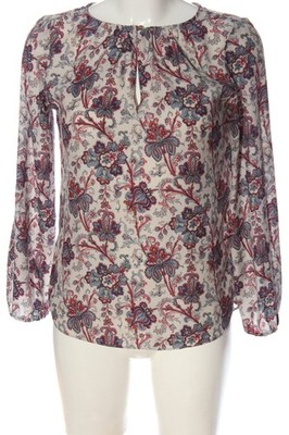 ZARA BASIC Langarm-Bluse Damen Bluse Gr. DE 34 weiß-blau-rot Business-Look