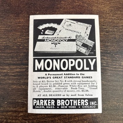 Parker Brothers Games VTG Leaflet Brochure Flyer Ad Dig Crowhunt Monopoly Sorry 