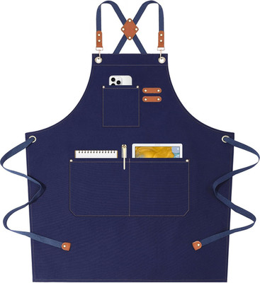 Chef Aprons for Women Men with Oversized Pockets, 12-Ounce Cotton Canvas Cross B