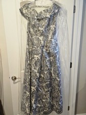 ✨ Elegant Alex Evenings Blue-Gray Floral Brocade Evening Gown – Worn Twice! ✨
