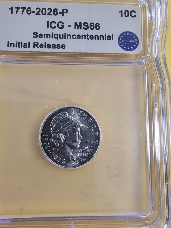 1776-2026 Semiquincentennial Dime MS 66 Initial Release Emerging Liberty  10C