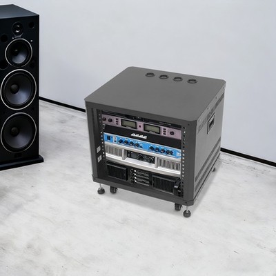 9U Audio Rack Stand Rectangle Studio Rack Server Rack Audio Holder With Wheels ﻿
