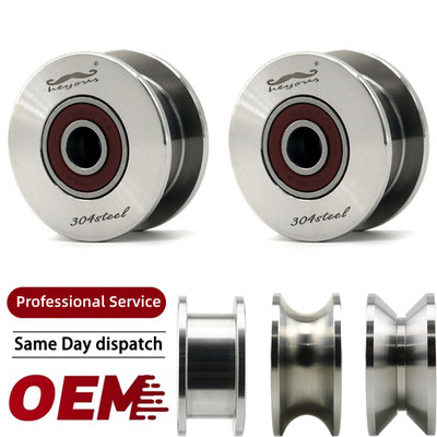 Groove Pulley Wheel For Rope Wall Mounted 2 Pack Stainless Steel Super Silent Cable Pullys Wheels System V Type Blocks Rollers Heavy Duty Detachable Duplex Bearing For Gym Equipment Sliding Gate