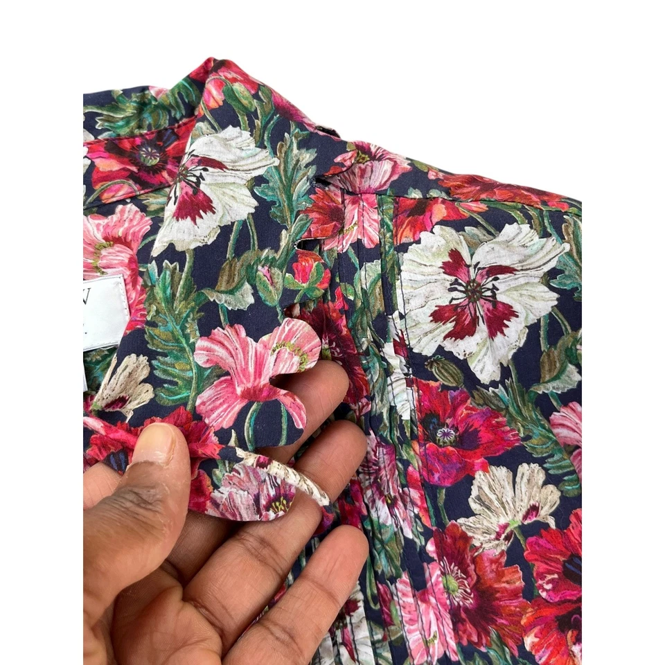 Blusa para mujer J Crew Liberty tela manga festoneada grande amapola Amelie floral Foto 3 de 4