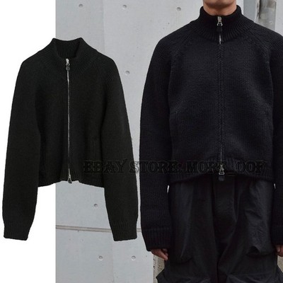 New Our Legacy Black Double Zipper Wool Knit Sweater Short Coats Cardigan Jacket