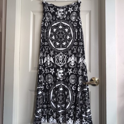 Black and white Killstar occult symbolism maxi tube dress