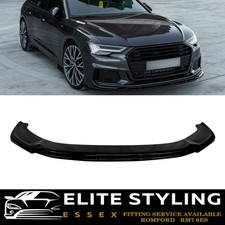FOR AUDI S6/A6 S-LINE C8 FRONT SPLITTER LIP SPOILER GLOSS BLK SALOON/ESTATE 19+